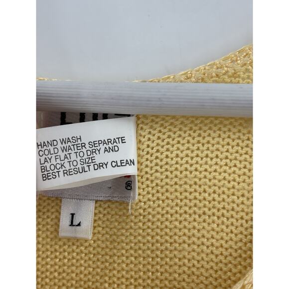 Fia Vintage Knit Tank Womens Large Yellow Sleeveless Sweater Cotton Pullover Top - Picture 7 of 16